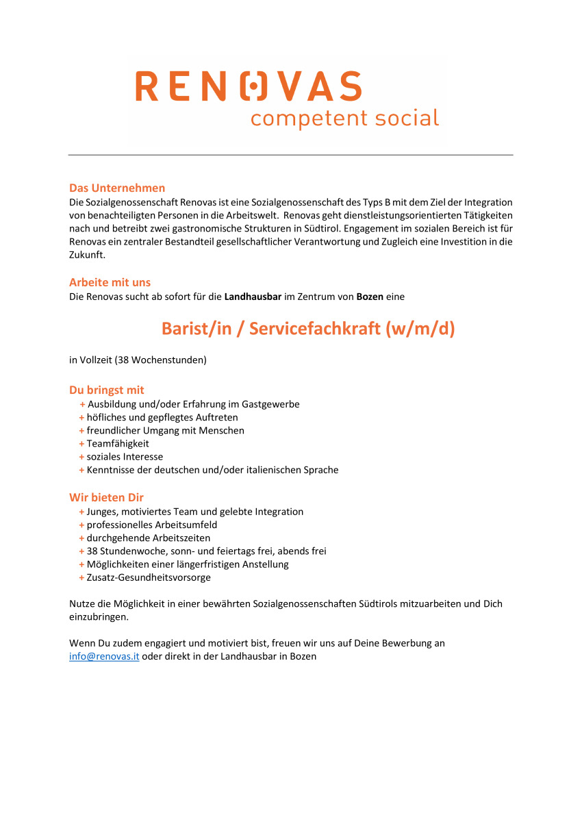 Barist / Servierfachkraft (m/w/d)