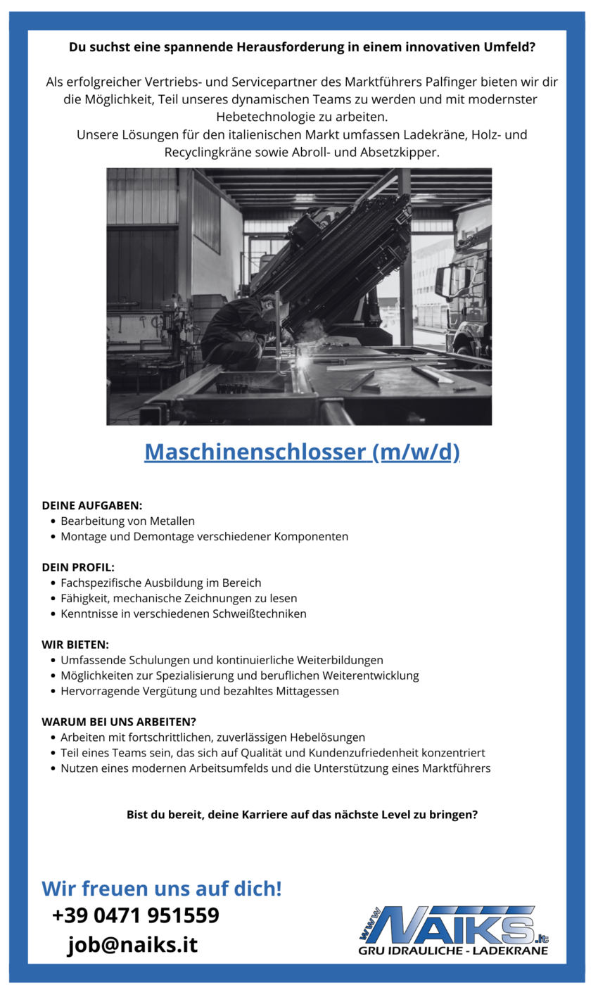 Maschinenschlosser/in (m/w/d)