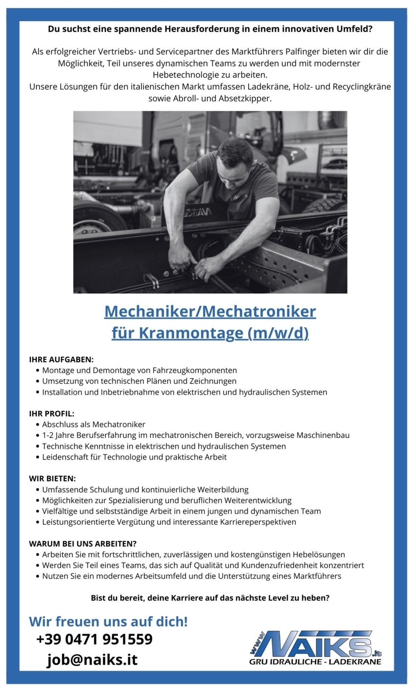 Mechaniker / Mechatroniker für Kranmontage (m/w/d)