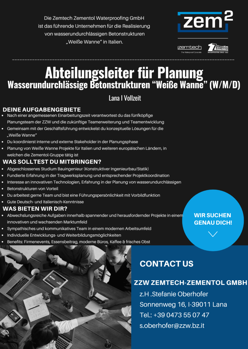 Abteilungsleiter für Planung (w/m/d)