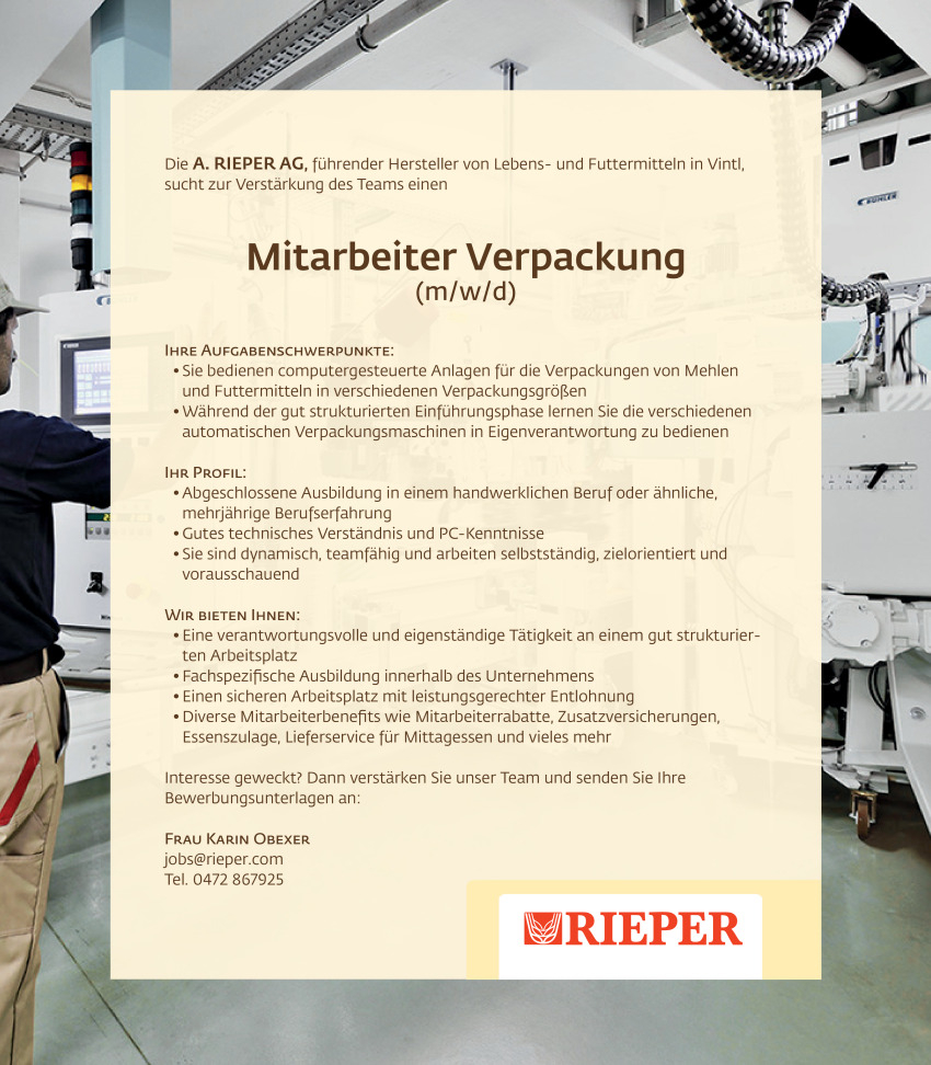 Mitarbeiter Verpackung (m/w/d)