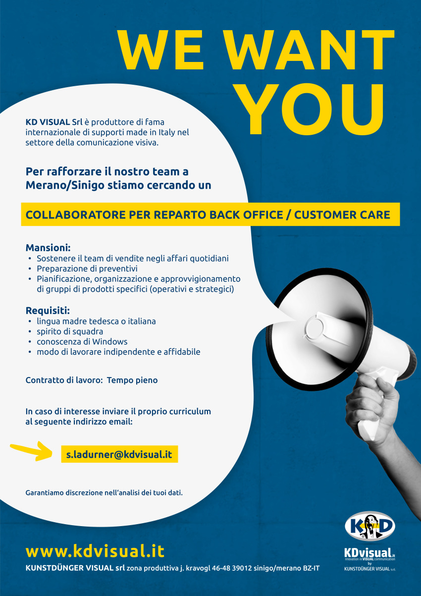 Collaboratore per reparto back office / customer care