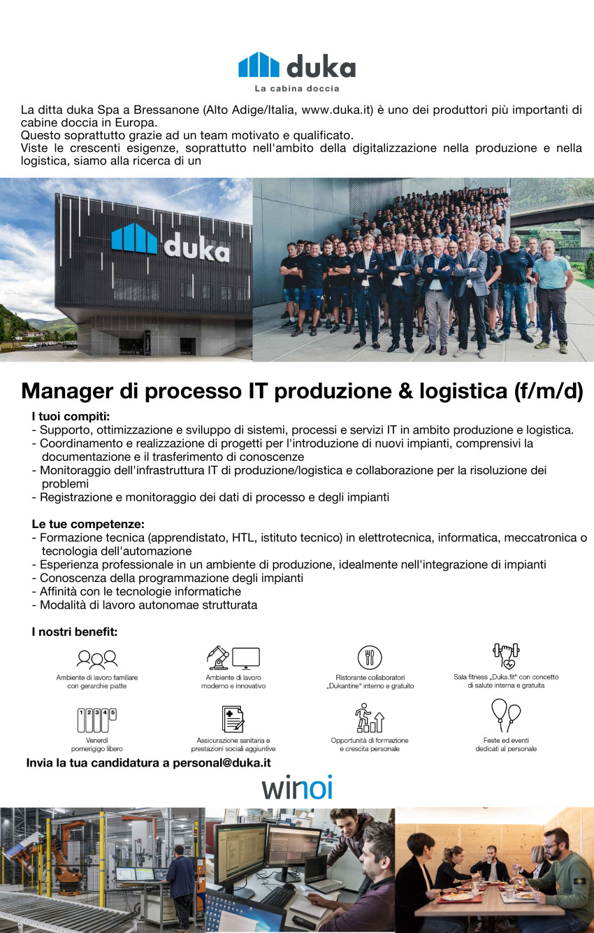 Manager di processo IT produzione & logistica (f/m/d)