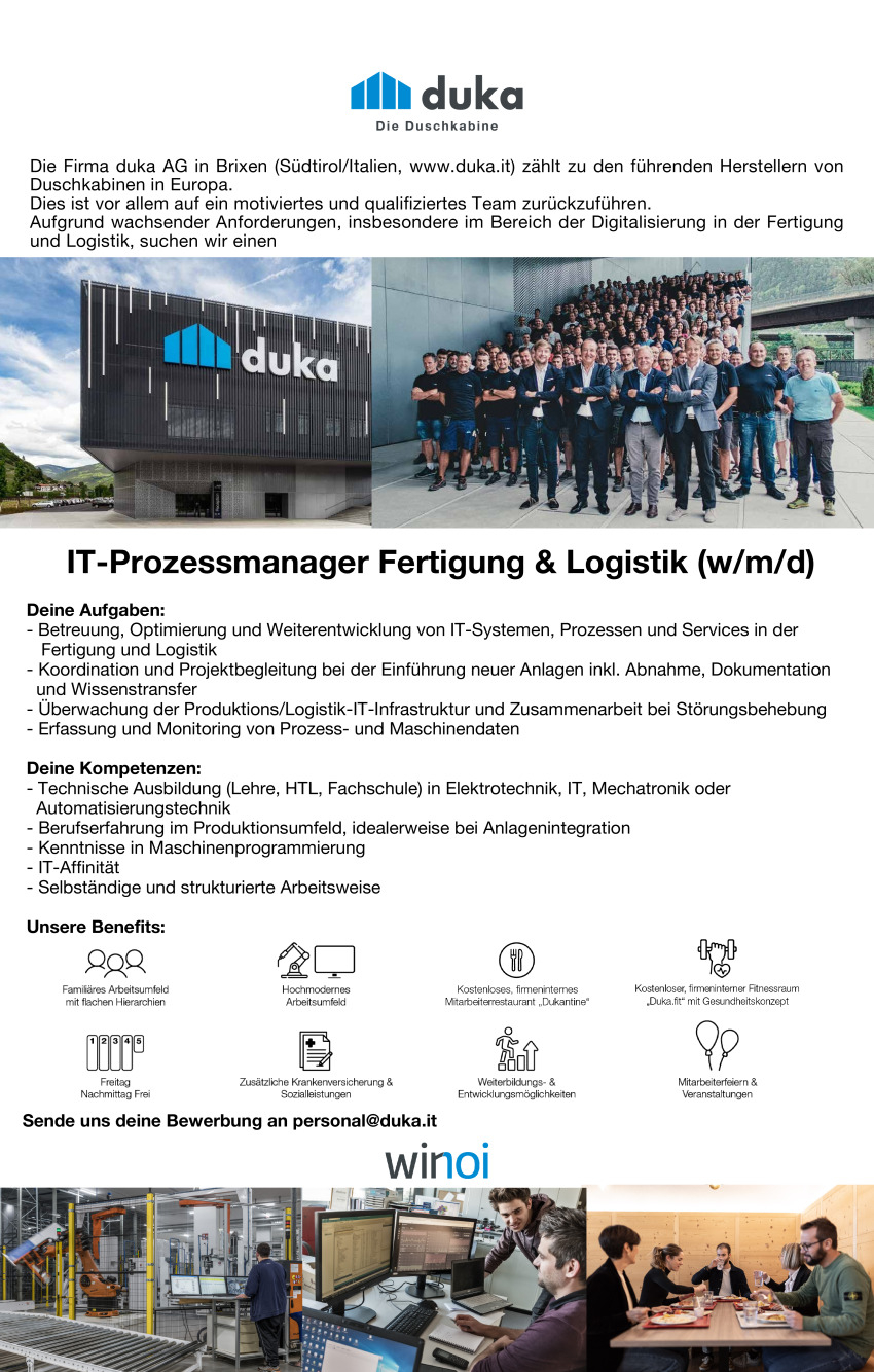 IT-Prozessmanager Fertigung & Logistik (w/m/d)