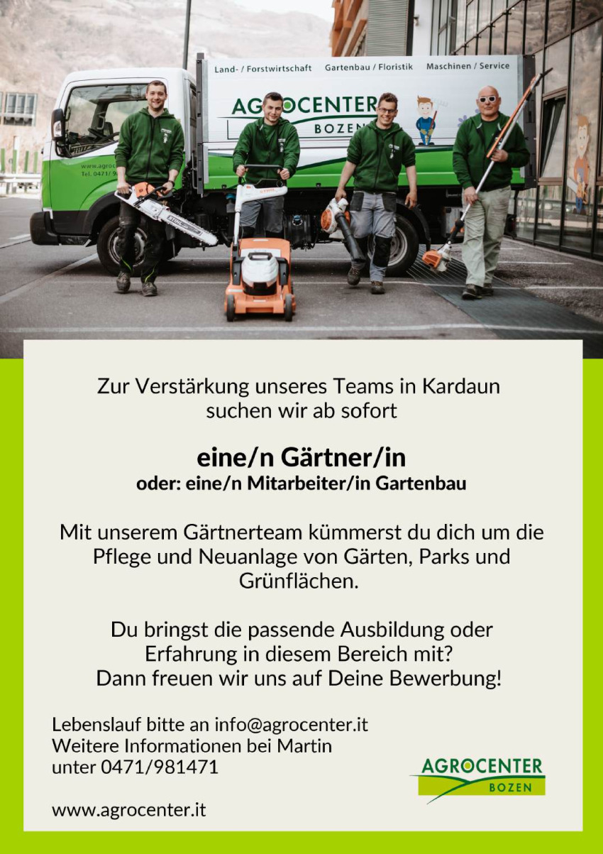 Gärtner/in / Mitarbeiter/in Gartenbau