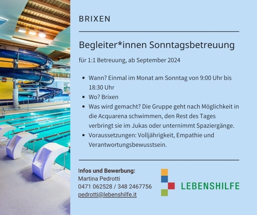 Begleiter*innen für die Sonntagsbetreuung Brixen