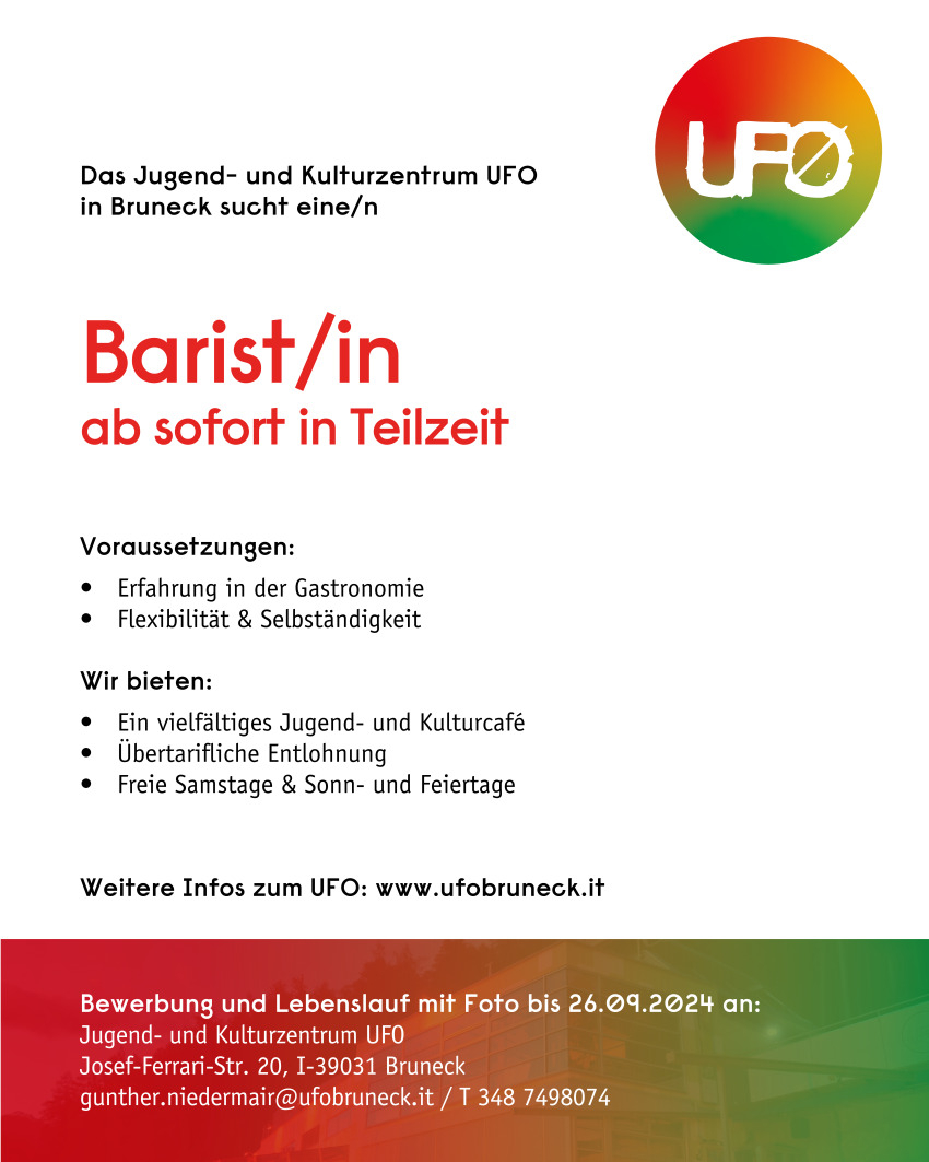 Barist/in ab sofort in Teilzeit