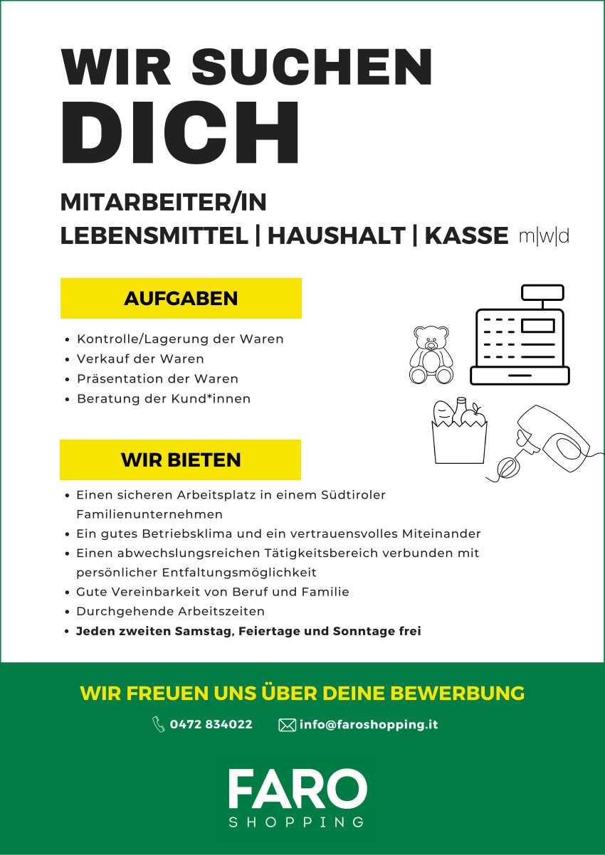 Mitarbeiter/in Lebensmittel / Haushalt / Kasse (m/w/d)