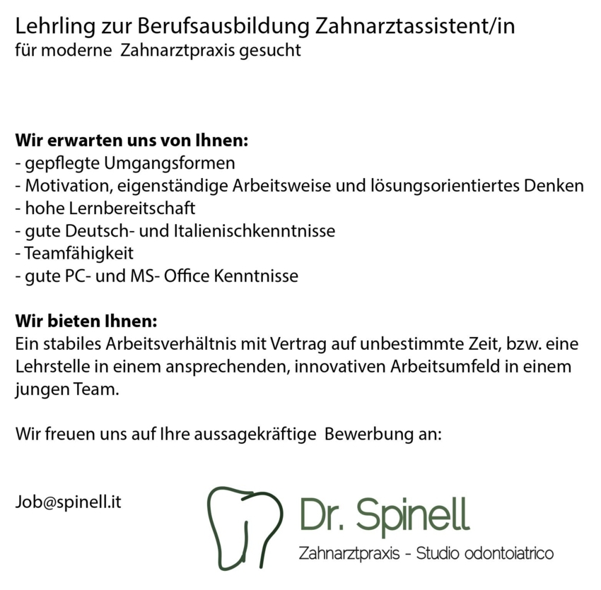 Lehrling zur Berufsausbildung Zahnarztassistent/in