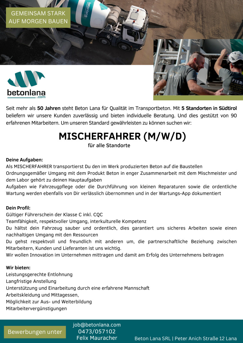 Mischerfahrer (m/w/d) Vollzeit