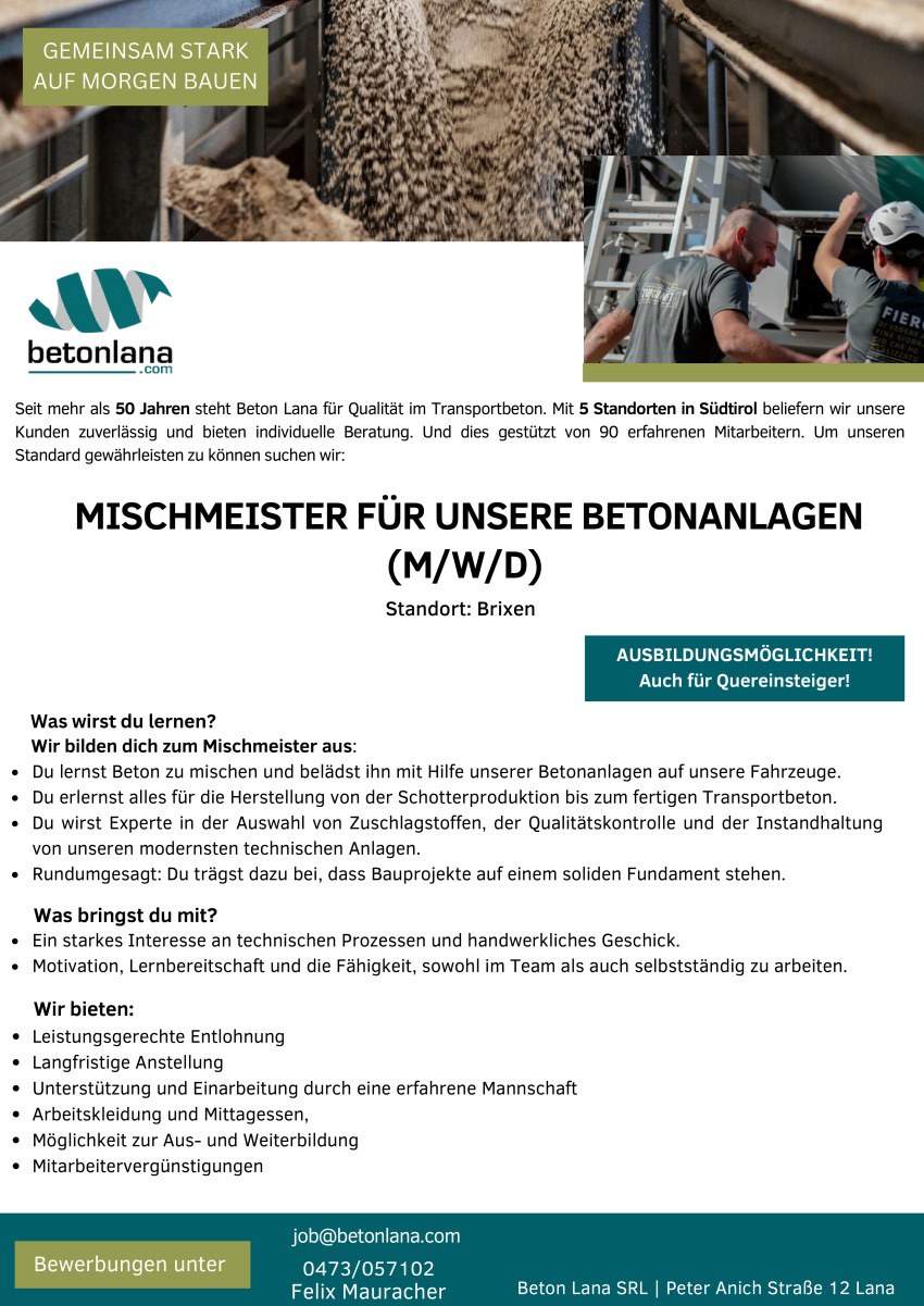 Mischmeister für Betonanlagen (m/w/d) 