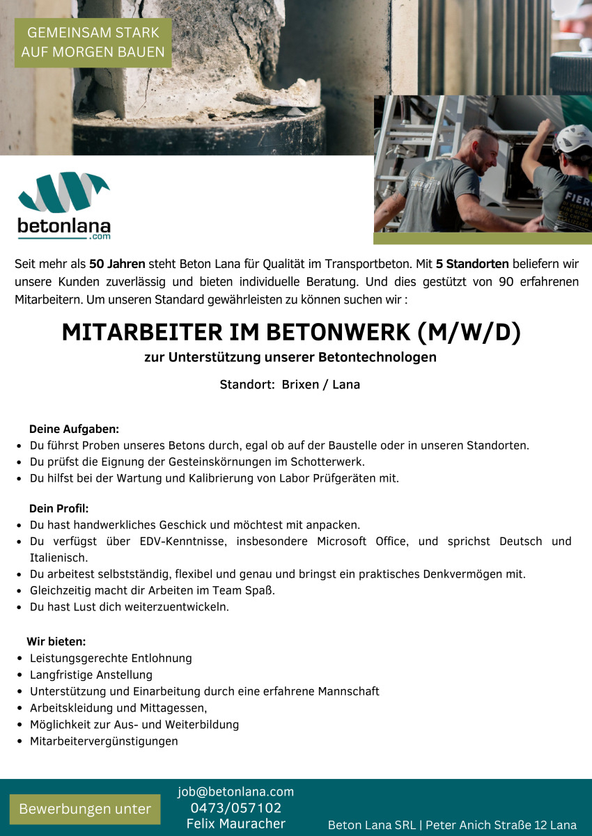 Mitarbeiter im Betonwerk (m/w/d)