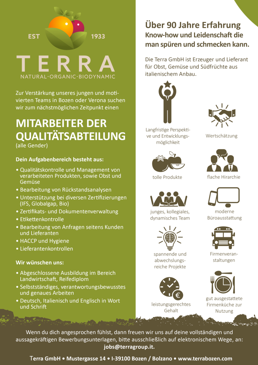 Mitarbeiter/in Qualitätsabteilung (m/w/d)