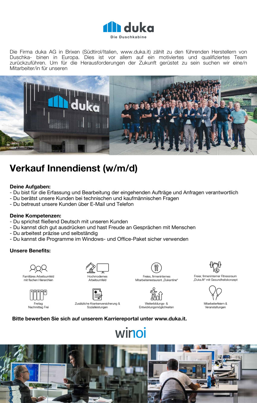 Verkauf Innendienst (w/m/d)