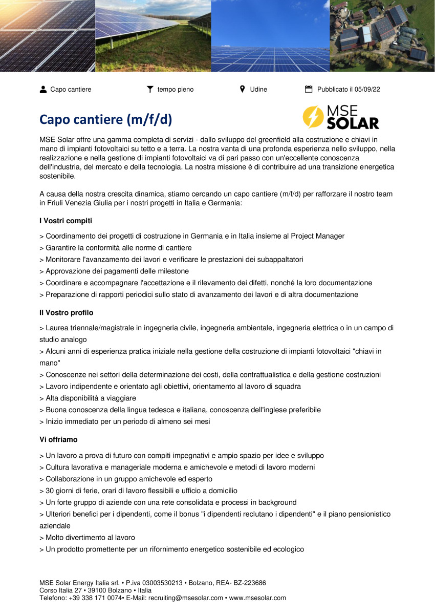 Capo cantiere (m/f/d)