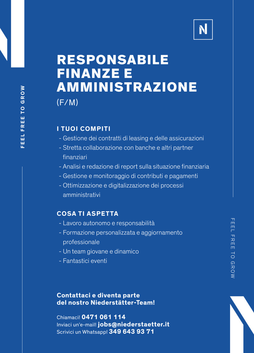 Responsabile finanze e ammistrazione (f/m/d)