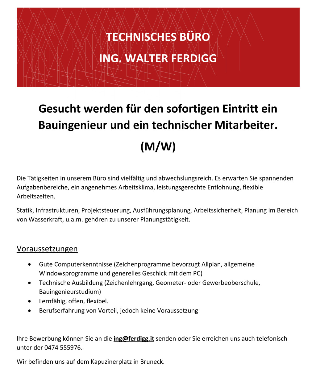 Bauingenieur / technischer Mitarbeiter (m/w)