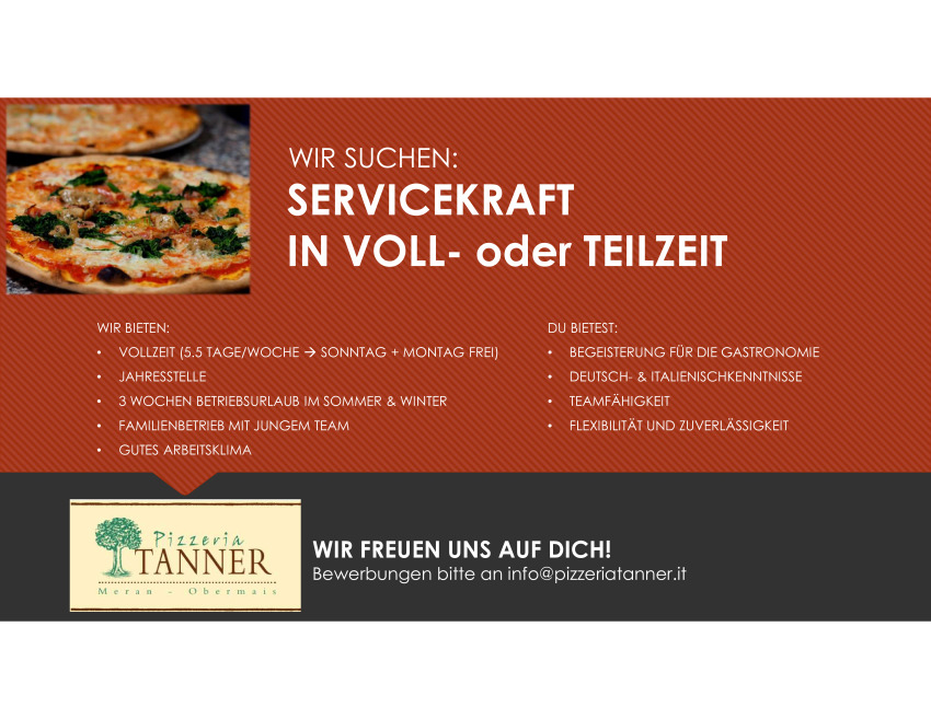 Servicekraft in Voll- oder Teilzeit