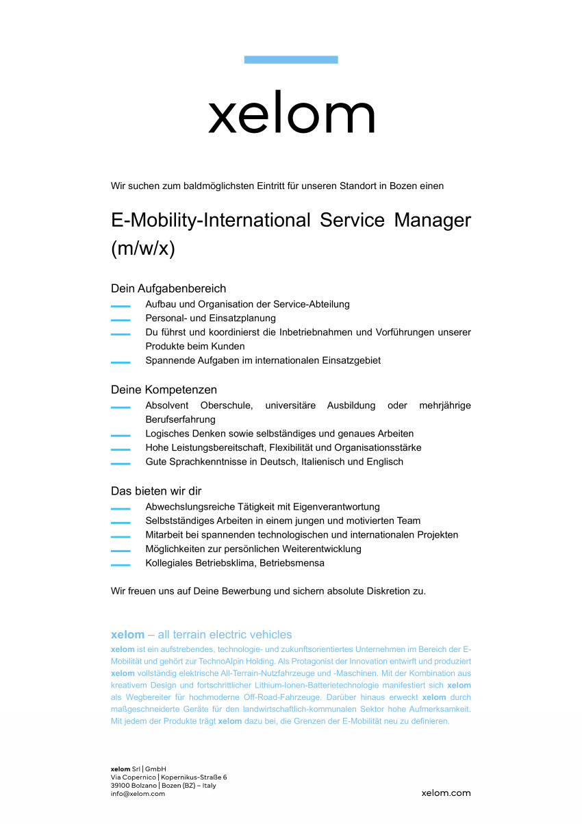 E-Mobility - Internationaler Service Manager (m/w/d)